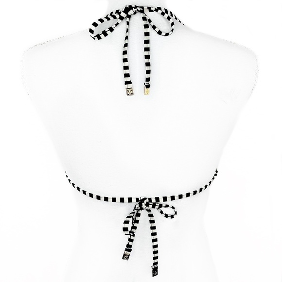 Tory Burch Navy Blue & Off-White Nautical Classic Preppy Triangle Bikini Top S - Picture 5 of 5